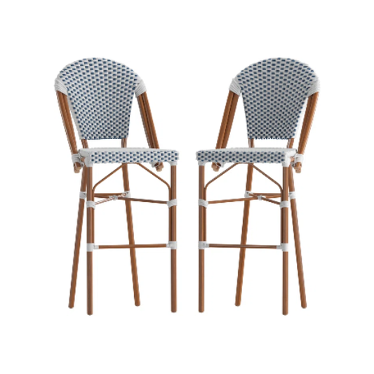 Indoor/Outdoor All-Weather Commercial Paris Chairs with Bamboo Print Frame