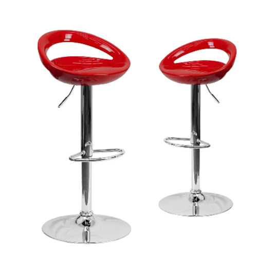 Contemporary Plastic Adjustable Height Barstool with Rounded Cutout Back