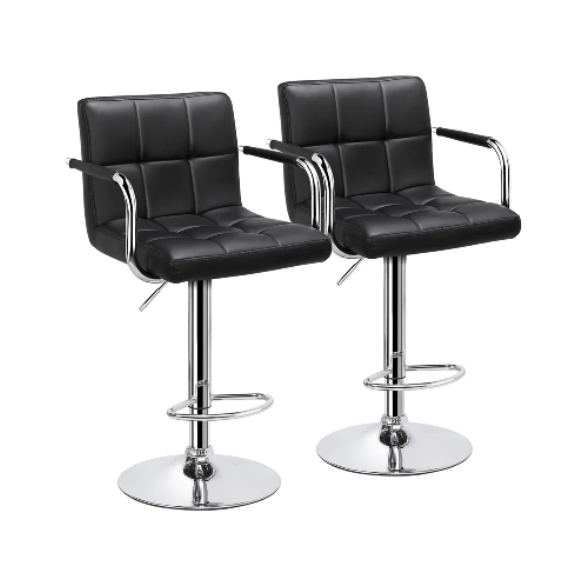 Swivel Upholstered Adjustable Height Counter Stool with Metal Frame