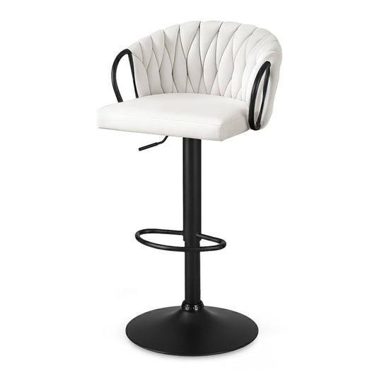 POET Bar Stool | Ivory | Woven Velvet with Adjustable Height